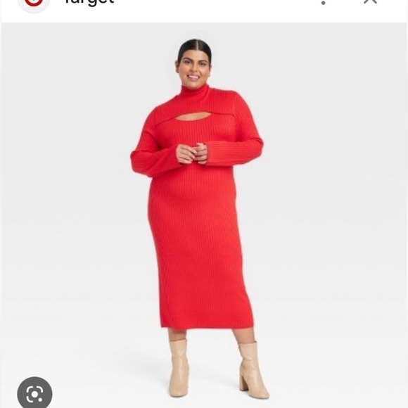 Ava & viv red cut out ribbed sweater dress not - Picture 1 of 3